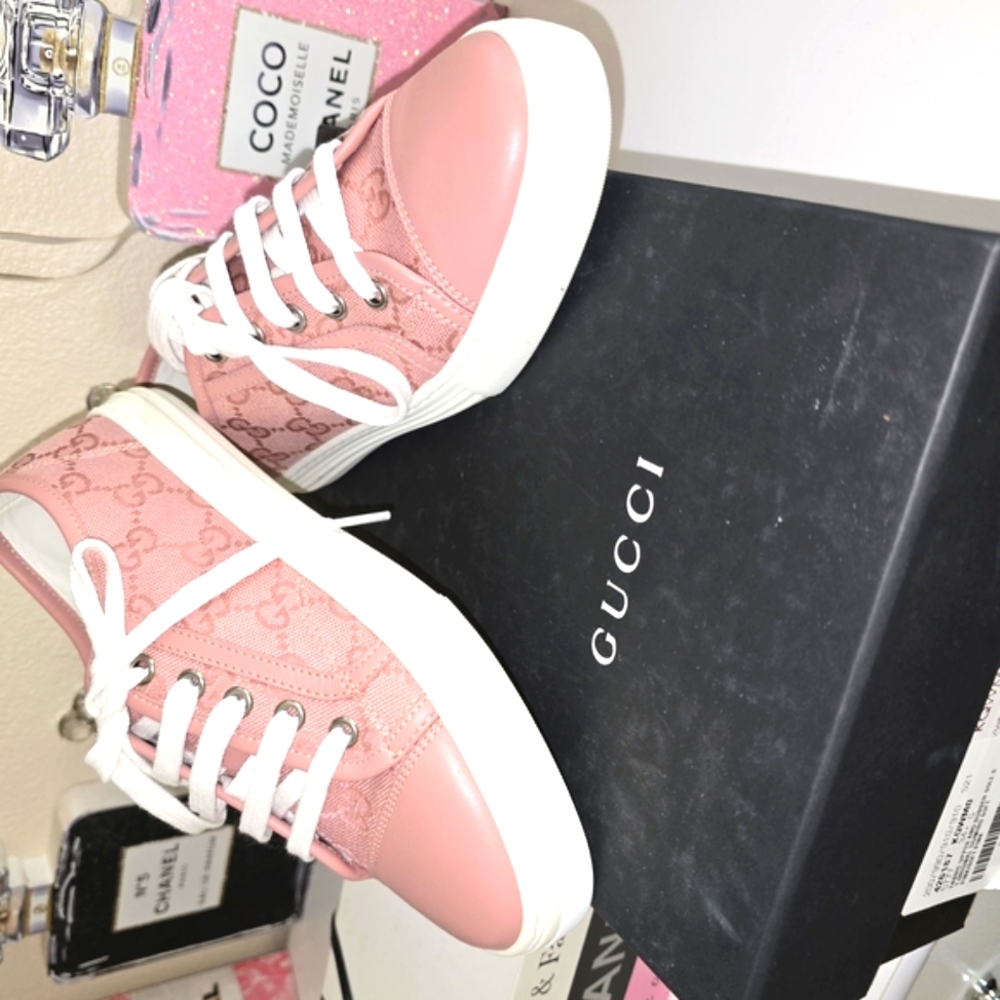 EUC AUTHENTIC GUCCI TESS S GOMMA ROSE GG MONOGRAM SNEAKERS IN BOX - Picture 6 of 6